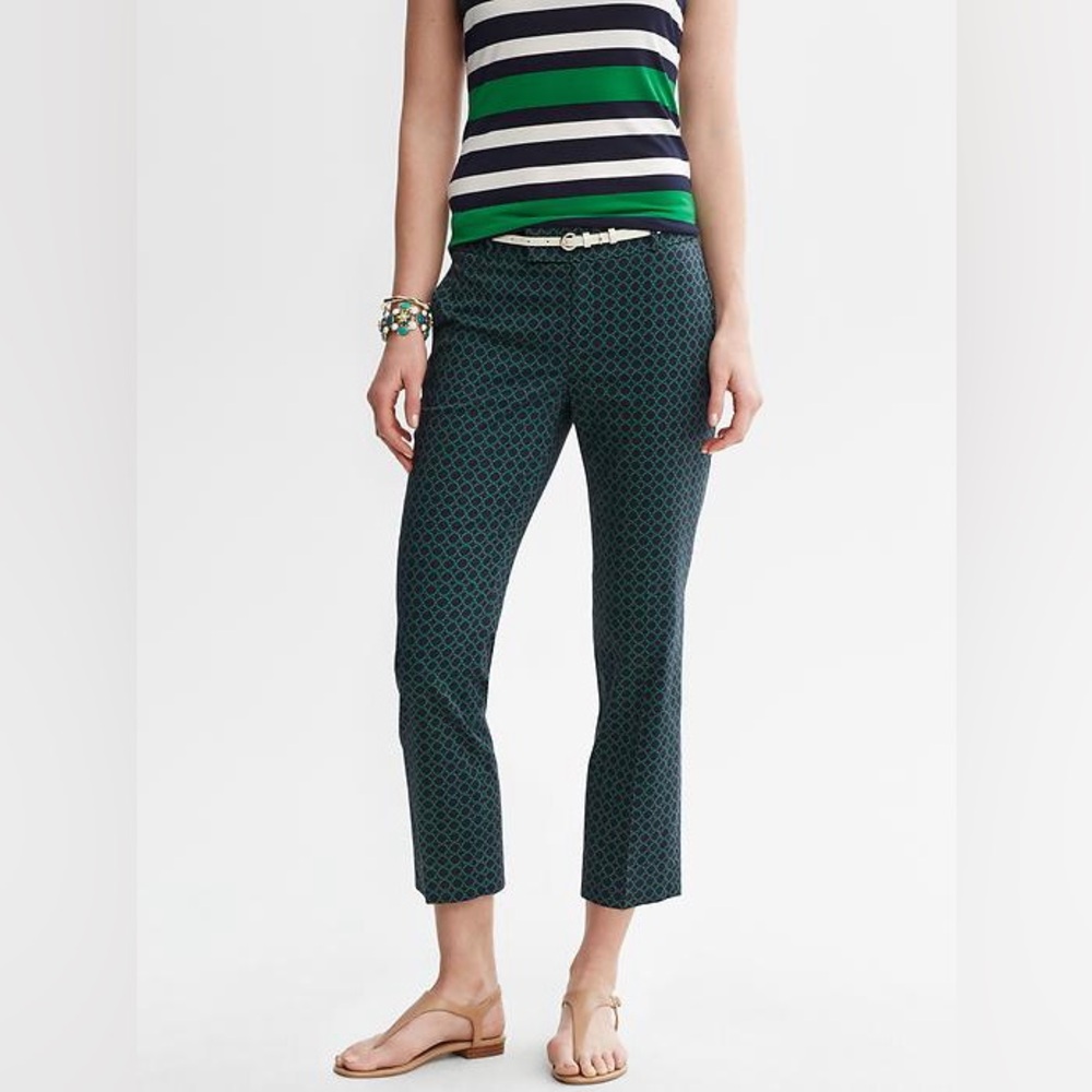 Banana Republic Hampton-Fit Tile Print Sateen Cropped Pants